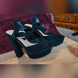 Steve Madden Black Suede Platform Heels